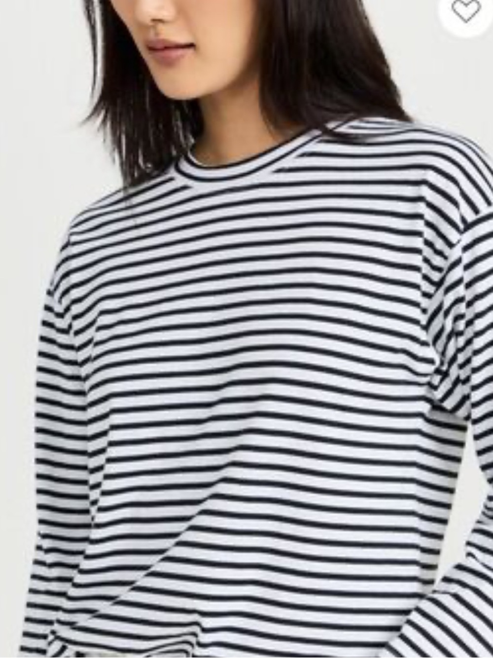 AYR The French Fry Striped Long Sleeve Tee - Piano Stripe Black White M